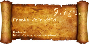 Franke Árpád névjegykártya